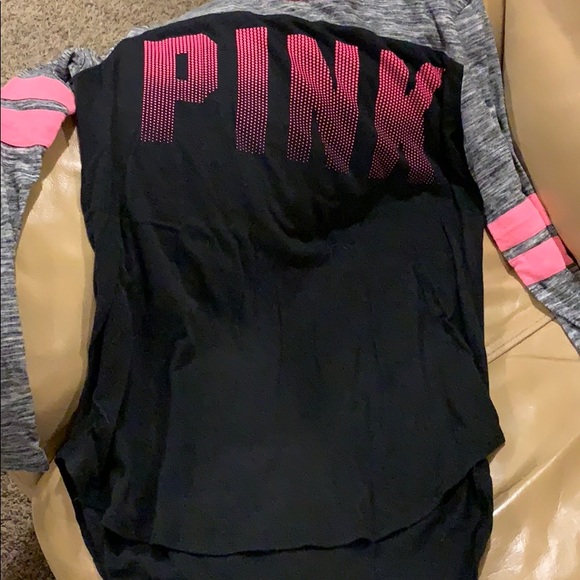 PINK Victoria's Secret Tops - Black, pink and grey PINk l/s